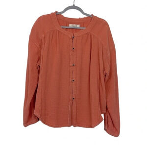 We The Free Women’s Small‎ Moving Mountains Oversized Shirt Long Sleeve Raw Hem